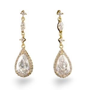 Elegant Rose Gold Crystal Drop Earrings